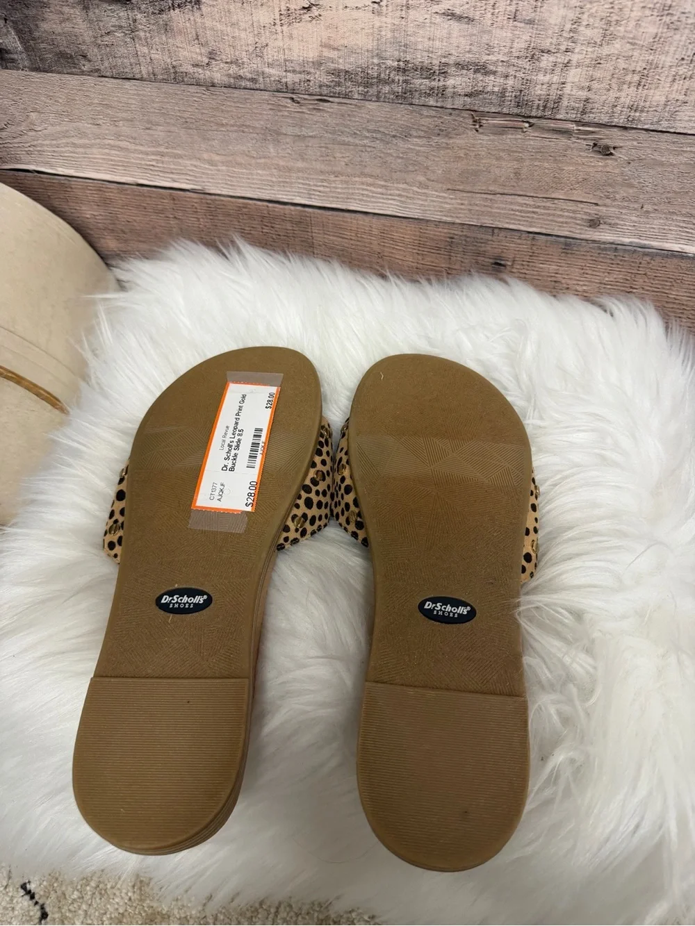 Dr. Scholl's Leopard Print Slide Sandals with Gold Buckle